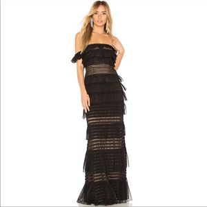 BCBG MaxAzria Elora Off the shoulder ruffle gown